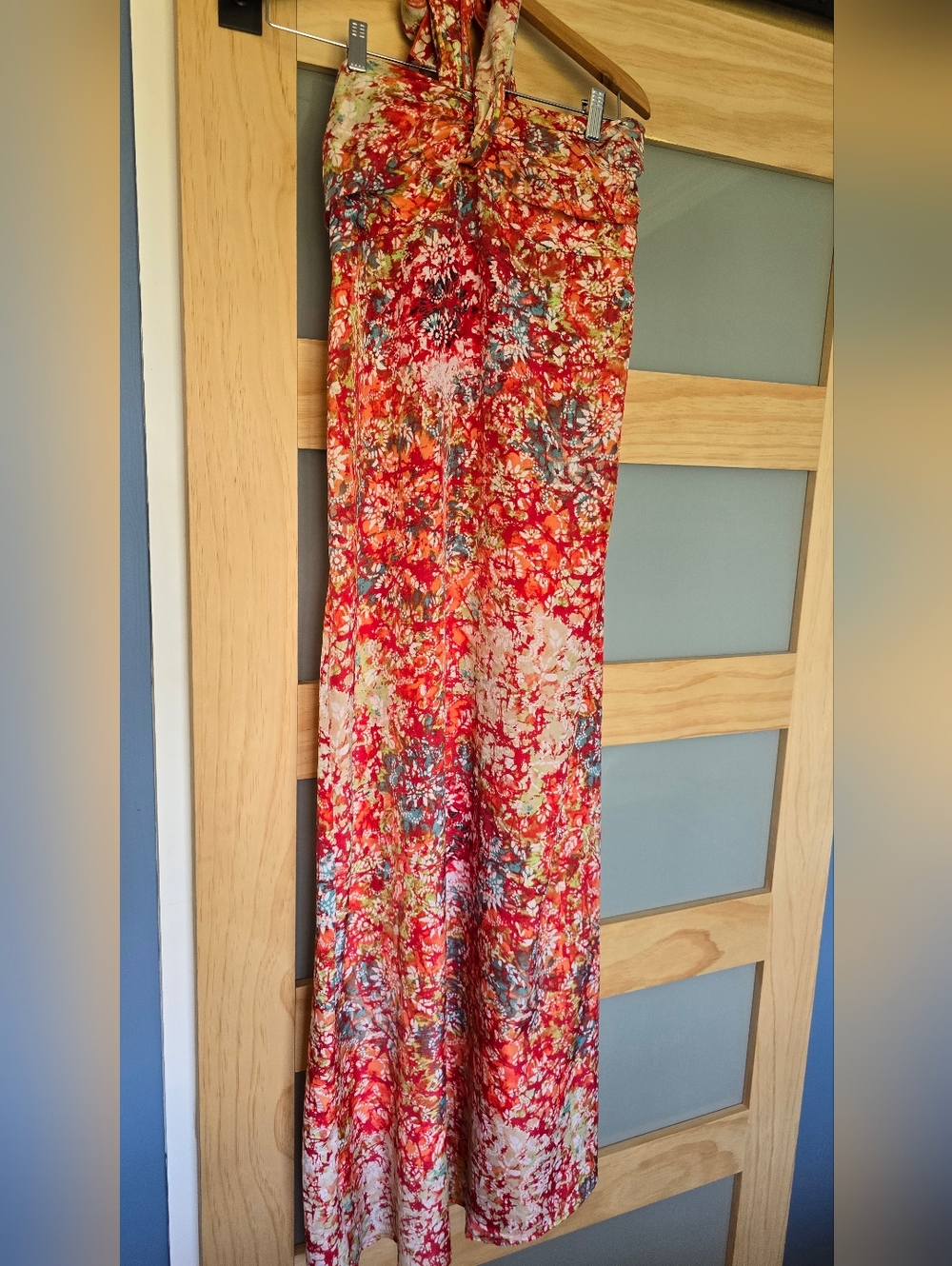 Xhilaration Red Multi Floral Halter Maxi Dress - Picture 2 of 9